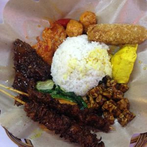 a very delicious selection of mock meats! at Kuang Ming RM Vegetarian in Bandung