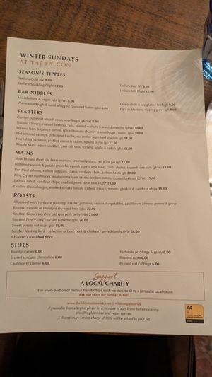 Menu at The Falcon Inn in Stroud