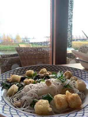Vegan, gluten free tofu balls, stir fry and noodles  at Hall & Woodhouse in Swindon