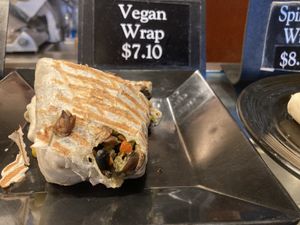 Beans, mushrooms, corn, greens in the wrap  at ORD - Berghoff Cafe - T1 in Chicago