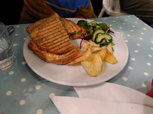 Hummus toastie (November 2023) at Arts Cafe in Truro