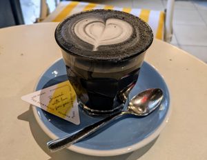 Dark Soul Latte with Oatmilk at The Espresso Station in Quang Nam