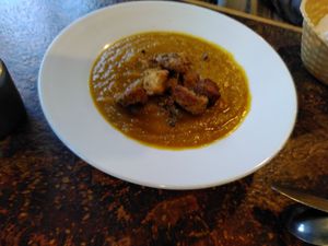 Butternut squash and sage soup (February 2024) at Pennau Craft & Coffee Shop in Aberystwyth