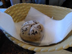 Bread roll, sadly no vegan butter (February 2024) at Pennau Craft & Coffee Shop in Aberystwyth