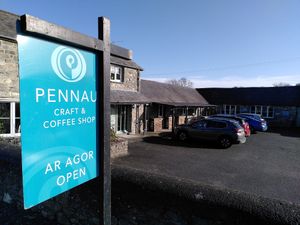 Outside the restaurant (February 2024) at Pennau Craft & Coffee Shop in Aberystwyth