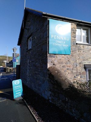 The building (February 2024) at Pennau Craft & Coffee Shop in Aberystwyth