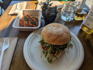 KFC and roasted carrots at Hummingbird Nutritious Eats in Haverhill