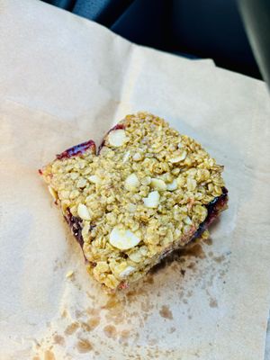 Cherry Bakewell flapjack   at The Station Coffee + Kitchen in Stokesley