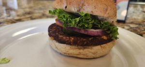 Vegan burger at Ellis Island Cafe in New York City