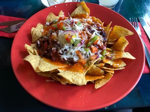 Ultimate Nachos (w/vegan cheese!) at Cafe Arriba in Isle Of Skye