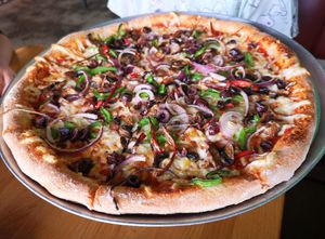 Mediterranean Pizza (vegan option) at Palace Arcade in Fremantle