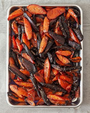 Roasted carrot with za'atar and pomegranate molasses  at Feel Good Foods in Tokyo