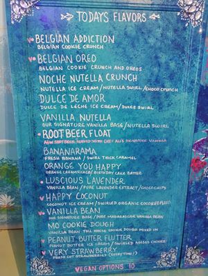Menu with vegan options at Best Ice Cream in Fort Myers