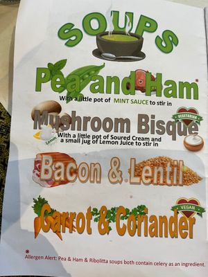 menu at Beggars Belief Cafe in Scarborough