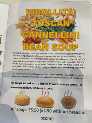 menu at Beggars Belief Cafe in Scarborough