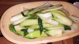 Pak choi with garlic at Boss Stop Restaurant in Dublin