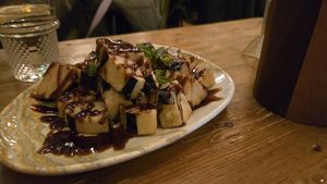 Teriyaki eggplant at Boss Stop Restaurant in Dublin