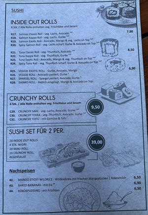 Speisekarte Sushi  at Veganam in Leipzig
