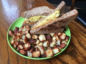 Vegan Reuben with fries at The Angry Baker - Olde Towne East in Columbus