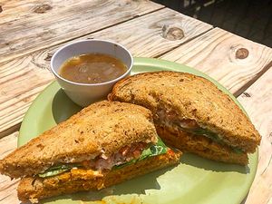 Buffalo sandwich and soup at The Angry Baker - Olde Towne East in Columbus