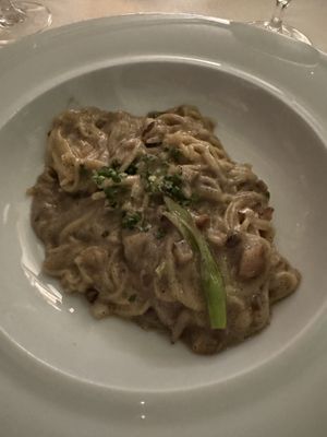 Pasta du jour -  braised sunchoke, subbed the wild mushroom for zucchini   at Sails in Naples