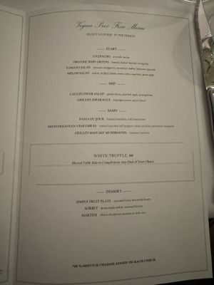 Vegan menu   at Sails in Naples