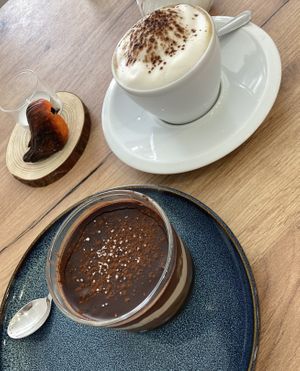 Mon anniversaire dessert 🎂 & Cappucino  at Le Rouge-gorge Restaurant in Menton