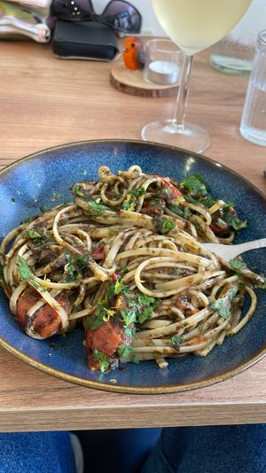 Spaghetto allo scoglio VEGANO  at Le Rouge-gorge Restaurant in Menton