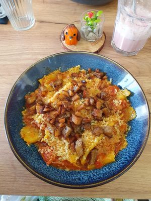 Noodles with bacon at Le Rouge-gorge Restaurant in Menton