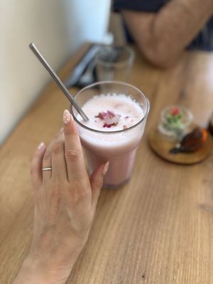 Lychee rose drink  at Le Rouge-gorge Restaurant in Menton