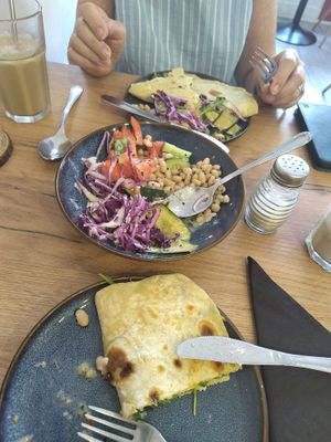 Some of best vegan cheese I've had! (In homemade wrap) at Le Rouge-gorge Restaurant in Menton