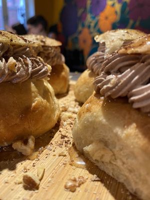 Chocolate and walnut semla, during the season for Semla we make some special ones on the weekends😄 #Veganuary at Nomi the Karakal in Malmo