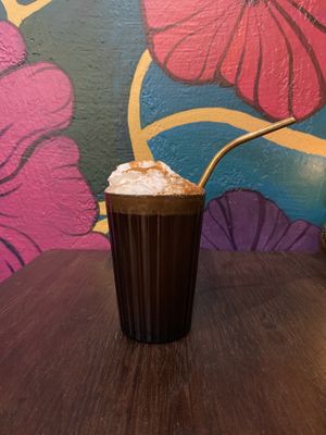 Hot cider! Warm apple juice with spices and whipped cream! Super tasty!!   at Nomi the Karakal in Malmo