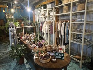 Gift shop below   at Kedai Kebun in Yogyakarta