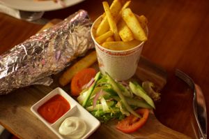 Vegan souvlaki at Cornish Arms in Brunswick