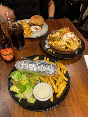 Souvlaki, Nachos and Burger  at Cornish Arms in Brunswick