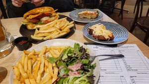 Parm (I'd already cut in half when I remembered to take a pic) and 'steak' sandwich at Cornish Arms in Brunswick