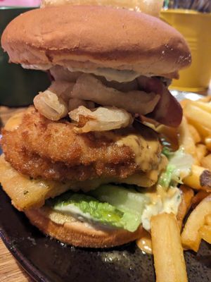 Loaded Vegan Chicken Kiev Burger at Cornish Arms in Brunswick