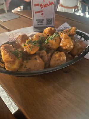 Cauliflower wings with a cheesey nooch sauce  at Cornish Arms in Brunswick