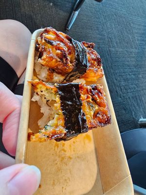 Veg tempura nigiri at Niko Niko Adelaide St in Brisbane