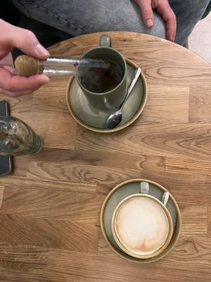 Tea in a glass tube. Nice! Never seen this before  at Nöje   in Brussels