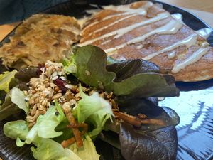Fluffy omelette with veggies, salad and rostis    at Nöje   in Brussels