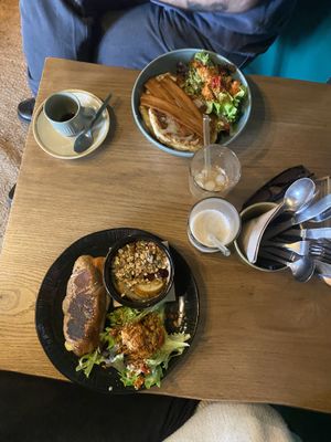 Salty croissant and pancakes and bacon  at Nöje   in Brussels