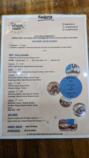 Vegan and vegetarian options labeled, but the owner will veganize almost anything on the menu! at Wonderfood by Dé in Marigot