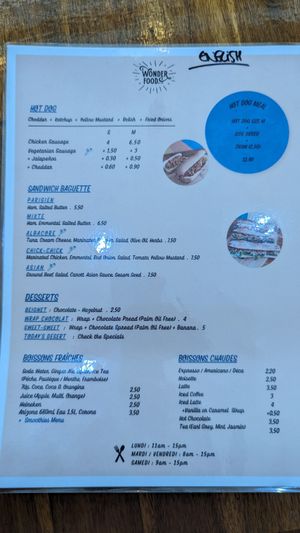 Menu at Wonderfood by Dé in Marigot