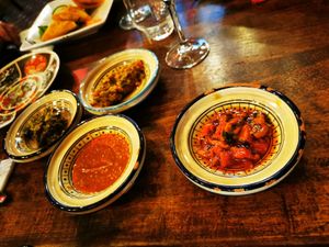 Salades de poivrons, de tomates, d'épinards at La Kasbah in Brussels