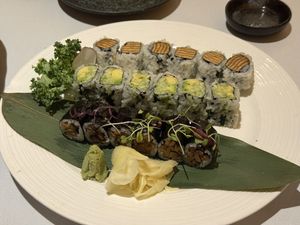 Tofu, avocado/cucumber, and mushroom rolls  at Veekoo in Royersford