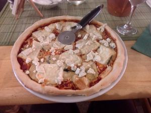 Vegan four cheese pizza at Samphire Brasserie in Plymouth