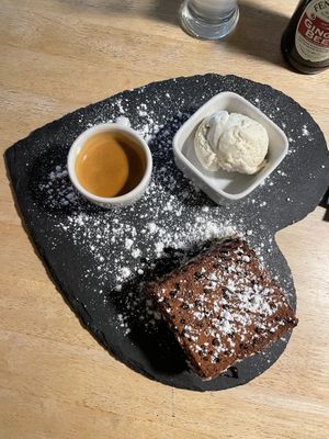 Tiramisu with vanilla icecream and espresso  at Samphire Brasserie in Plymouth