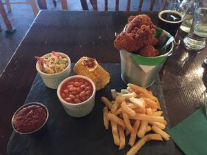 Vegan fried ";chicken"; (seitan)  at Samphire Brasserie in Plymouth